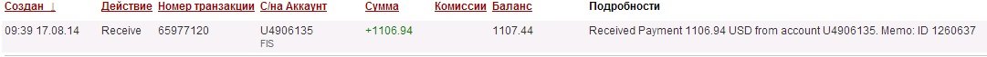 Вывод средств с МиллТрейд 1106,94$ (PM) 15.08.14г..jpg